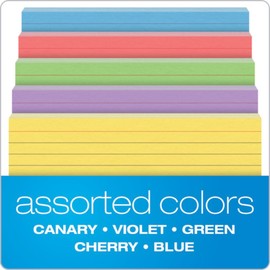 Oxford Ruled Index Cards, 4-Inch X 6-Inch, Assorted, 100/Pack