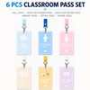 6 Pcs Hall Pass Lanyards and School Passes, Wooden Classroom