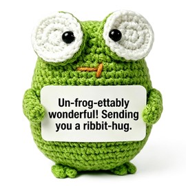 HAIDWEN Crochet Frog, Cute Frog Gifts for Friends, Office Desk Decor