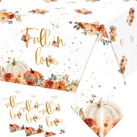 HAKOTI 3pcs fall in love tablecloth,fall theme table cover for autumn theme party decorations