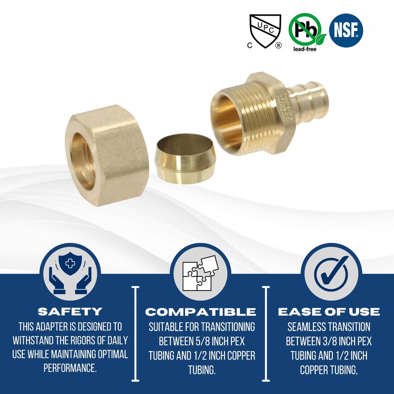 XFITTING OD compression 5/8 Inch x 1/2 Inch Pex Transition