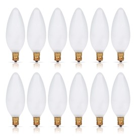 Simba Lighting Candelabra Torpedo Frosted B10 25W E12 Base (12 Pack) Decorative Incandescent Light Bulbs 120V for Chandeliers, Ceiling Fan Lights, Pendants, Wall Sconces, Dimmable, Warm White 2700K