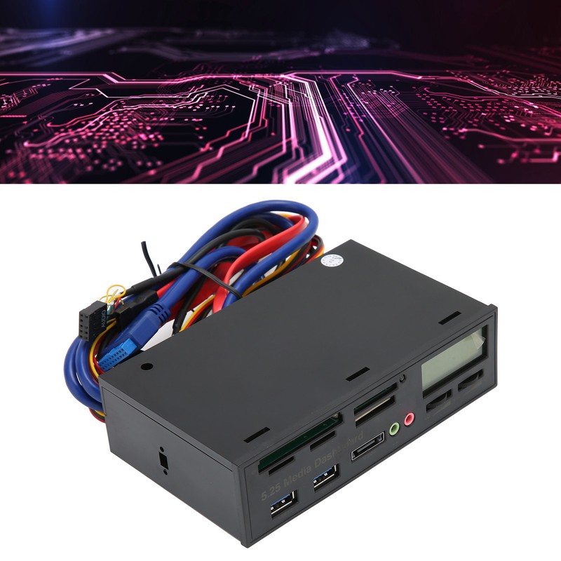Media Dashboard USB3.0 Front Panel Hub LCD Display Optical Drive