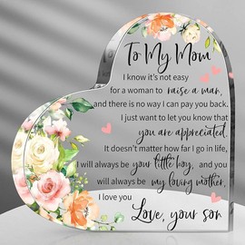 Mothers Day Gifts for Mom Acrylic Mom Gift Birthday Gift Sign Plaque Presents from Daughter Son Grateful Valentines Birthday Gifts,5.9 - Style: Heart