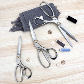 Scissors for Craft Works, Professional Tailor's Scissors, Stainless Steel Scissors, with Titanium Handle, Scissors for Cutting Fabric, Leather, Clothes, Matte Silver Color, (8.4 inch, 888)