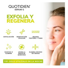 Serum Acido Glicolico 10% Quotidien + Aloe Vera + Glicerina Skin Care | Suero Exfoliación Efectiva | Skincare Antienvejecimiento | Líneas De Expresión - Acne - Antioxidante - Antimanchas - 30ml