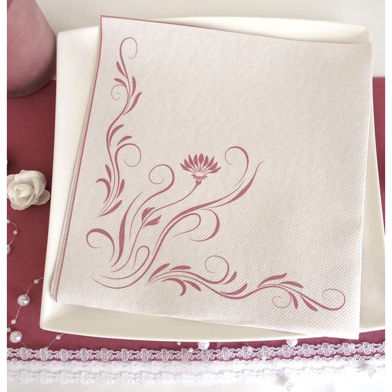 50 napkins flowers 40 x 40 cm fabric-like Airlaid Elegantia,