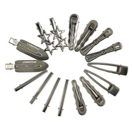 YMO 16pcs Y2K Star Hair Clips for Women - Silver Metal Barrettes Set with 8 Shapes, Cute Gothic Hair Accessories for Girls Party & Everyday Styling (A)