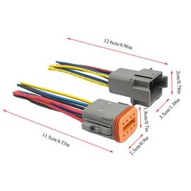 2 Sets DT 8 Pin Car Connector Male & Female with 16AWG Leads for Car/Truck/Boat/LED