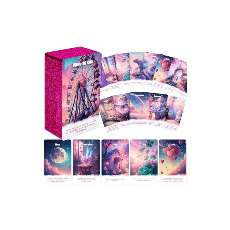 Pink Tarot Oracle Lenormand Cards for Beginner Unique Trinity Divination