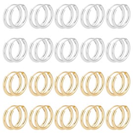 UNICRAFTALE 40Pcs 2 Colors Huggie Hoop Earrings 14mm Round Huggie Earring Hooks for Women Metal Leverback Earring Hooks Hoop Earrings for Jewelry Making Supplies