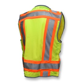 Radians SV55 Class 2 Heavy Woven Two Tone Engineer Vest with Padded Neck to Support Extra Weight in Cargo Pockets, Green, 5X-Large