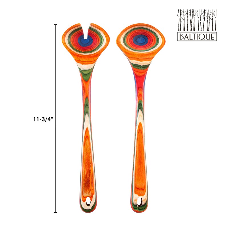 Totally Bamboo Baltique Marrakesh Collection Wooden Salad Serving Utensils Set,