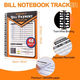 Monthly Bill Payment Checklist: Bill Tracker Notebook With Spiral Binding 8"x10" The 4-Year Guide for Families & Money Managers, 960 Billing Records Included (Gold)