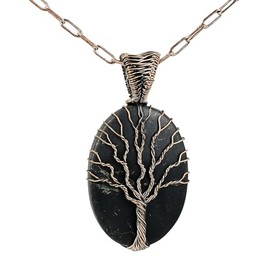 Copperie Tree Of Life Lab Created Gemstone Pendant Necklace (Shungite)