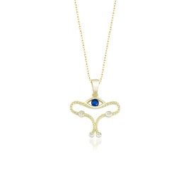 Sappho's Muse - Lykia 18k Gold plated 925 Sterling Silver | Woman Power | Fertility Abundance Uterus Necklace Zirconia | Evil Eye | Hamsa | Protection | Pendant with Chain | Choker for Women | Teens | Comes with Beautiful Gift Box