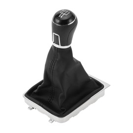 INFINAUTO 5 Speed Manual Gear Shifter Knob with Cover, Gearbox Stick Shifter Lever Knob for Volkswagen Passat 2008-2012 Plastic Faux Leather Black, 1 Pc