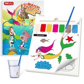 YMluky Paint With Water Books for Kid,Mermaids Coloring Book With Watercolor Paint Set Kids,Travel Coloring Kit，Arts and Crafts Suitable for Birthday