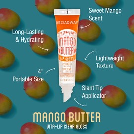 Ruby Kisses Broadway Vita-Lip Clear Lip Gloss (Mango Butter 6 Pack), Ultra-Hydrating & Soothing Formula with Multi-Vitamin Oils, High-Shine Non-Sticky Finish, Nourishing Glossy Lip Balm Softens Skin