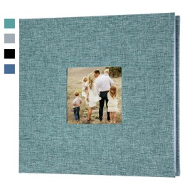 TUQI Album de Fotos,Album Grande con Cubierta de Lino, Capacidad para 200 Fotos de 10.5x15 .5cm,Álbumes de 100 Páginas,Regalo de Aniversario para parejas, bodas, familia (Verde claro)