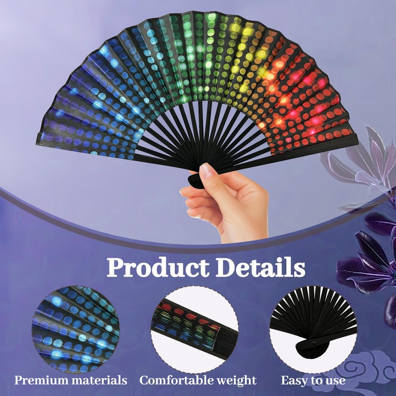 ARWIG Hand Fan Folding for Adults, Premium Rave Fan Folding