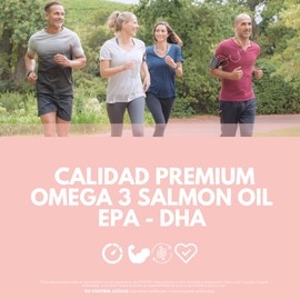 FLAIRFIT Omega 3 de Salmón Suplemento Premium, Alta Concentración de Aceite puro de Salmón (EPA - DHA), 45 Cápsulas