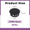 Swpeet 60Pcs 1" - 25mm Black Round Plastic Snap-on Hole