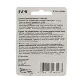 Bussmann (BP/CBC-20HB-RP) 20 Amp Type-I Stud Mount Circuit Breaker with Lengthwise Bracket
