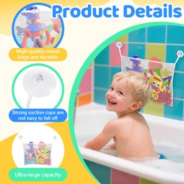 Bathroom Toy Storage Mesh Bag Baby Bath Toy Organizer Mesh Bag Bath Toys Net with Suction Cups Organiser Foldable Bathtoy Storage Net for Organize Toys,Bathroom Supplies