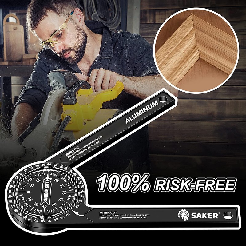 Saker Miter Saw Protractor|7-Inch Aluminum Protractor Angle Finder Featuring Precision