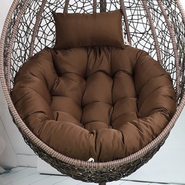 Eoieov Swing Egg Chair Cushions with Adjustable Pillow,Round Replacement Cushions for Hanging Chair,Washable Swing Chair Cushion, Thicken Patio Hanging Egg Chair Pads.Coffee.45 * 45"