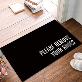 Desnoran Funny Doormat Welcome Mat,Classic Black,Non-Slip Front Door Mats Rugs for Indoor/Outdoor Entrance,Please Remove Your Shoes 17x30 Inch