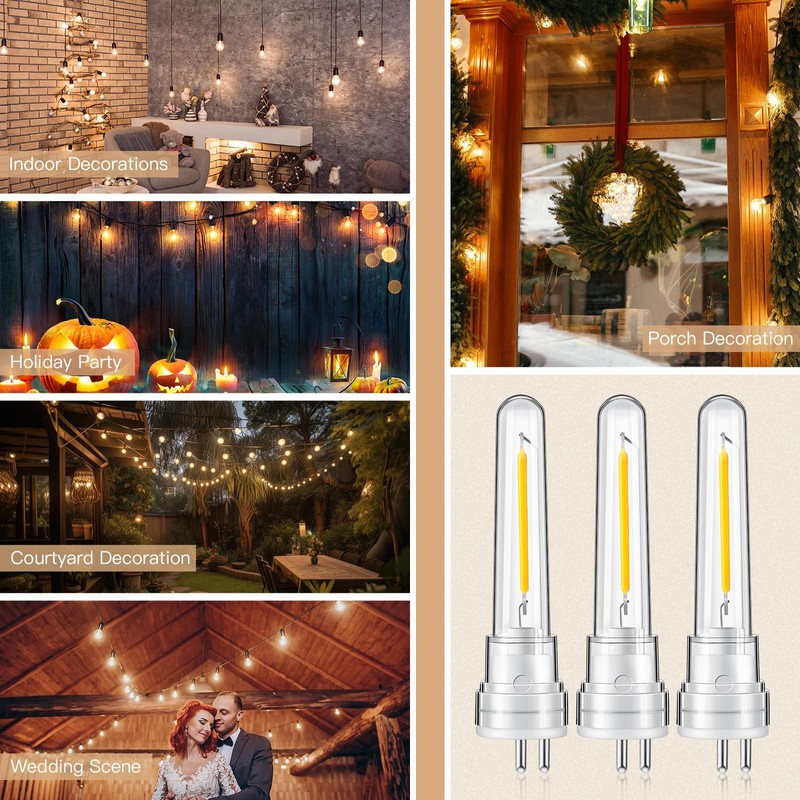 Rossesay 12 Pcs S14 Bulbs for Outdoor String Lights 1.5