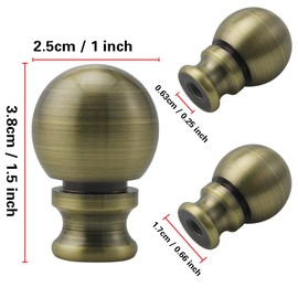Asjeumt 2 Pieces Lamp Finials, Bronze Finial for Lamps, Lamp Shade Nut Screw Cap, Metal Knob Topper Finial, for Decorative Replacement DIY Table or Floor Light Lampshade Holder Harp Adapter