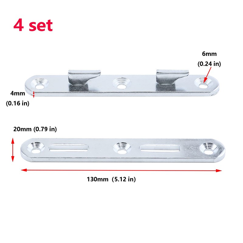 Antrader Wood Bed Rail Connecting Fittings, 5.1 Inch Zinc Round