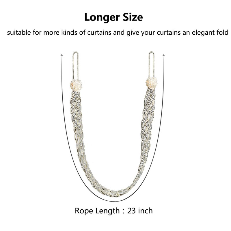 Blulu 6 Pieces Braided Curtain Tiebacks Rope Belt Curtain Ties