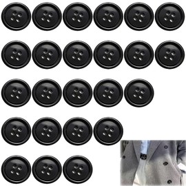 GIONAR Pack of 24 buttons, black, 15 mm, buttons for sewing, buttons for cardigans, shirts, suits, coats