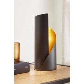 RL LIVE YOUR LIGHT Reality Leuchten R50161032 Frank A++ to E, table lamp, metal, E14, matt black/gold, 10 x 10 x 24 cm