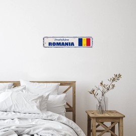 Vinyl Wall Quotes Stickers Proud to Be from Romania Funny Lettering Wall Stickers Wall Decoration International Bunting Banner Wall Decals Stickers for Classroom Bathroom Refrigerator Cups 18in