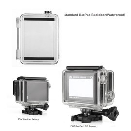 SOONSUN BacPac Backdoor Case Cover Kit for GoPro Hero 3+ Hero 4 Standard Housing Case (Standard BacPac + Skeleton BacPac + LCD Touch BacPac) - BacPac Backdoor
