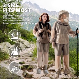 IC ICLOVER Mosquito Jacket, Bug Jacket with Hood, Pants, Mitts & Socks for Men Women, Mosquito Net Suits for Gardening Fishing Outdoor Full Body Protection from Bugs Fly Insets No-See-Ums (XXL)