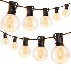 Newhouse Lighting PSTRINGLED50 Foot, 50 Socket Indoor/Outdoor String 55 LED Globe G40 (5 Free Bulbs Included), Wedding Lights, Decorations for Patios, Porches, Backyards, Decks, Bistros, 50ft
