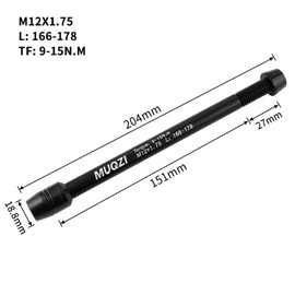 Sanmum Bicycle Roller Trainer Thru Axle Aluminum Alloy M12 Thru Axle Adapter Bicycle Thru Axle Adapter for Indoor Road Bike Mountain Bike (M12x1.75 166-178mm)