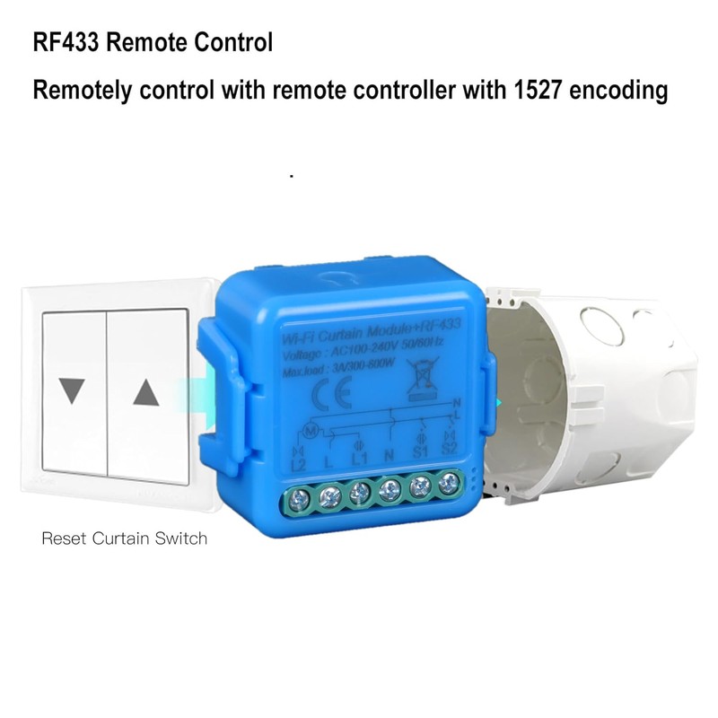 WiFi Switch RF433MHz for Electric Shutters, Blinds, Remote Control, Timer,