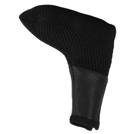 L Shaped Club Cover, Mesh Club Cover with Zipper Closure Woven Cloth Leather Putter Headcover Protector Bag (Black)
