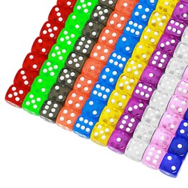 YOUSHARES 100Pcs Dice Set of 10 Transparent Colors for Dice Games – 16mm 6 Sided Standard Dice with A Velvet Dice Carrying Bag, Board & Tenzi Dice Games and Other Casino Games