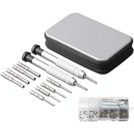 Precision Screwdriver Set, Eyeglass repair kit with 10-style screwdrivers/nose pads/4 in 1 portable screwdrivers/ear hook/tweezer for eyeglasses sunglass watch calculator (with 70-style screws)