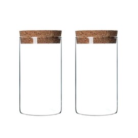 Yaphetss 2Pcs Kitchen Glass Jar With Cork Lid Airtight 300ml/10oz Clear Food Canisters Storage Container Candy Jar for Preserving Storing Coffee Bean Spice Sugar
