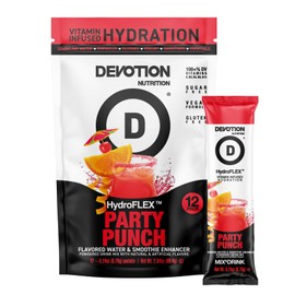 Devotion Nutrition HydroFLEX Packets | Vitamin Infused Hydration Powder | Water Enhancer Drink Mix | Sugar Free, Gluten Free, Vegan | 12 Pack (Party Punch)