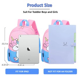 POWOFUN Kids Toddler Preschool Travel Backpack Cool Cute Cartoon Daypack (Little Blue Unicorn)